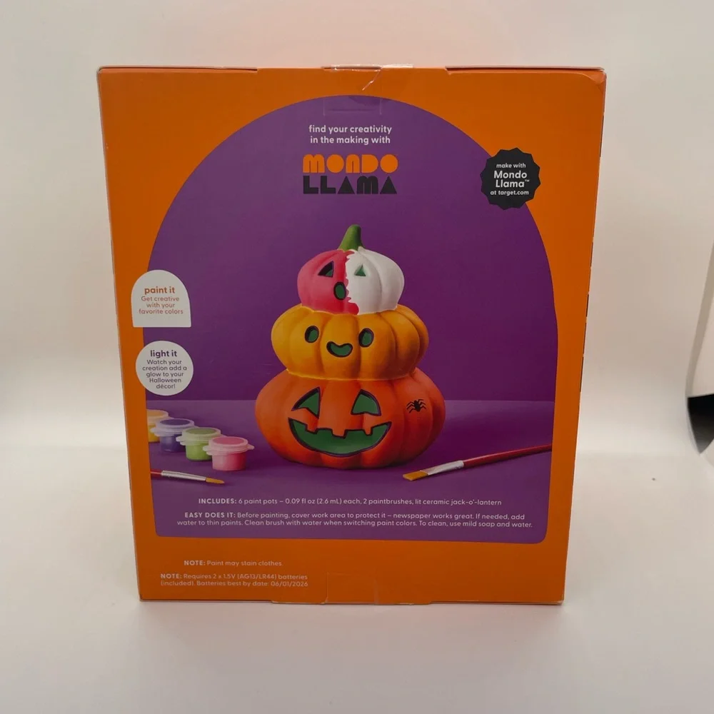 Mondo Llama Ceramic Jack-o'-Lantern Kit New Sealed Art Diy Craft Halloween Fun